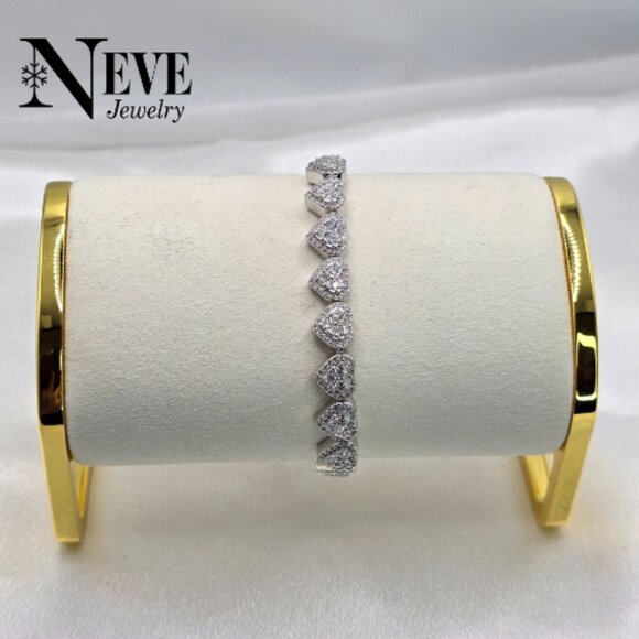 Sterling Silver 925 with Genuine Moissanite Icy Hearts...